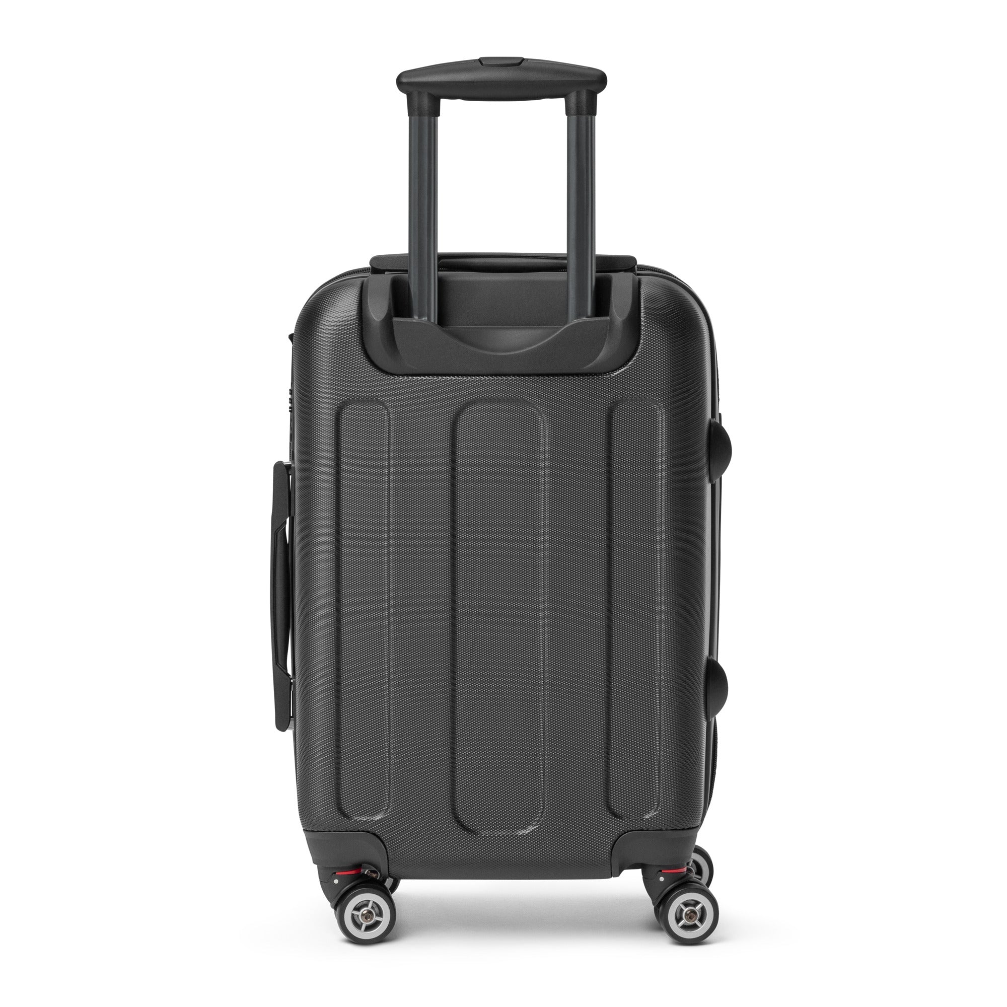 Back view of Blush Petal Grid – PALMA Signature Suitcase with wheels and handle