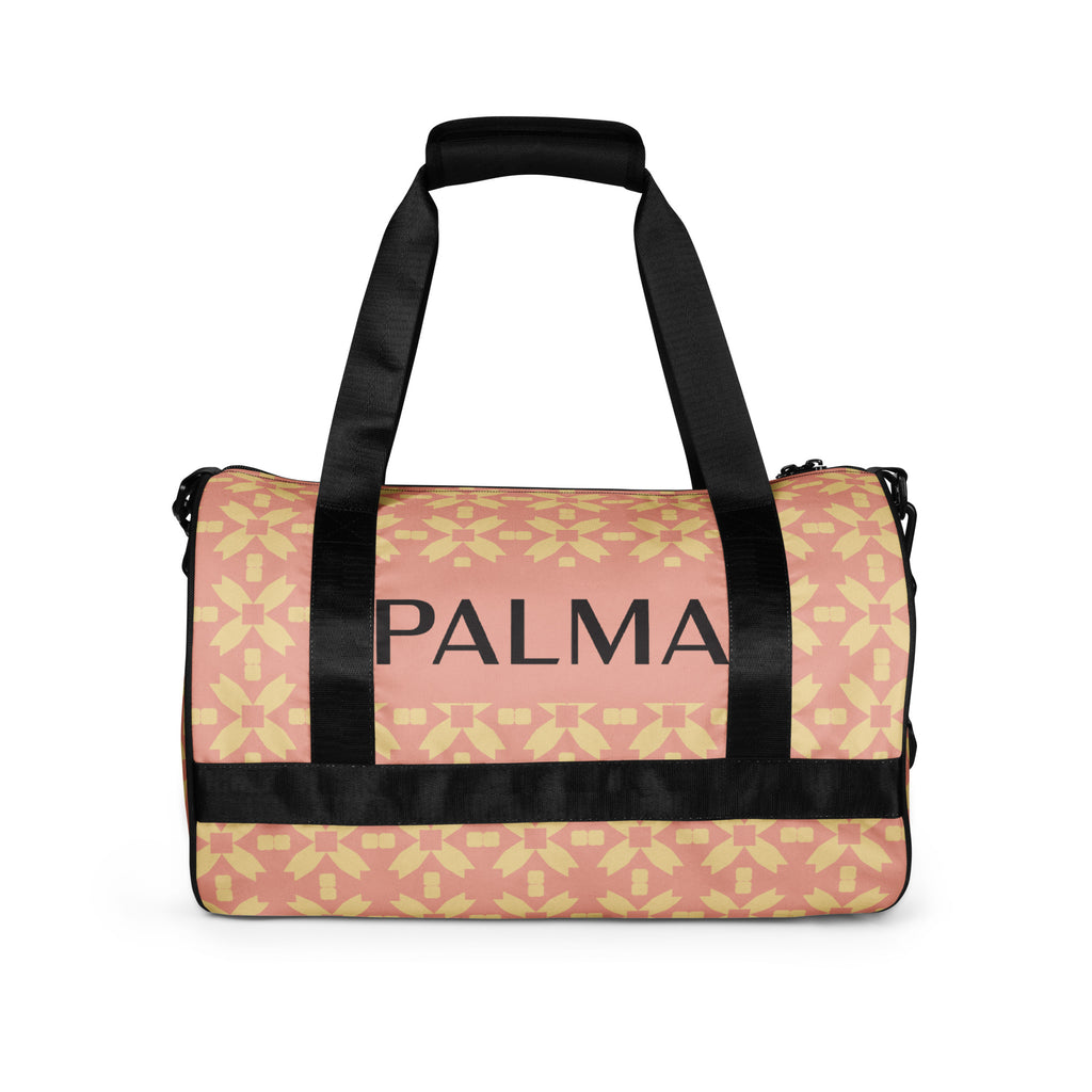 PALMA logo gym bag with Blush Petal Grid pattern – modular style and structured silhouette