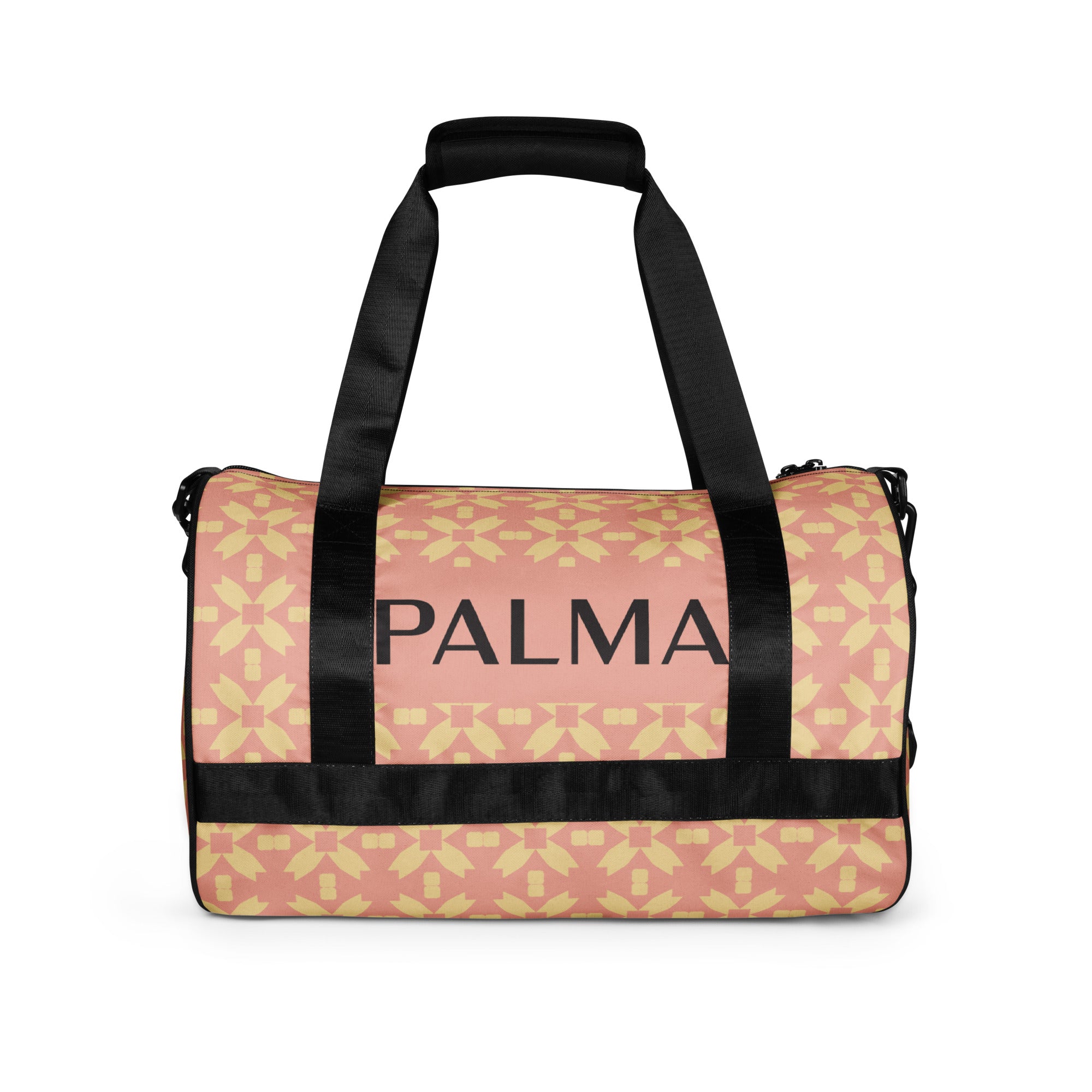 PALMA logo gym bag with Blush Petal Grid pattern – modular style and structured silhouette